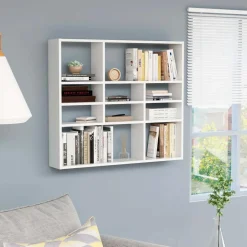 Estantería de pared 10 compartimentos blanco 78x90x16 cm