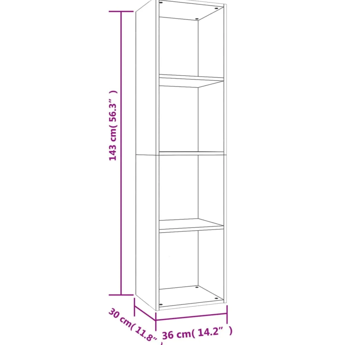Estantería de pared Banfield 4 niveles 143x36x30 cm