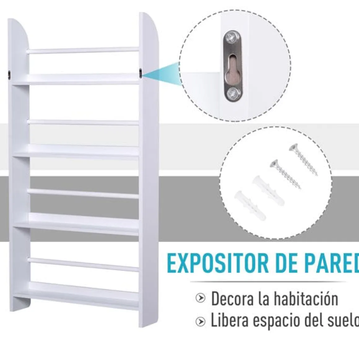 Estantería de pared Homcom 4 estantes blanco 113x59x12 cm