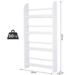 Estantería de pared Homcom 4 estantes blanco 113x59x12 cm