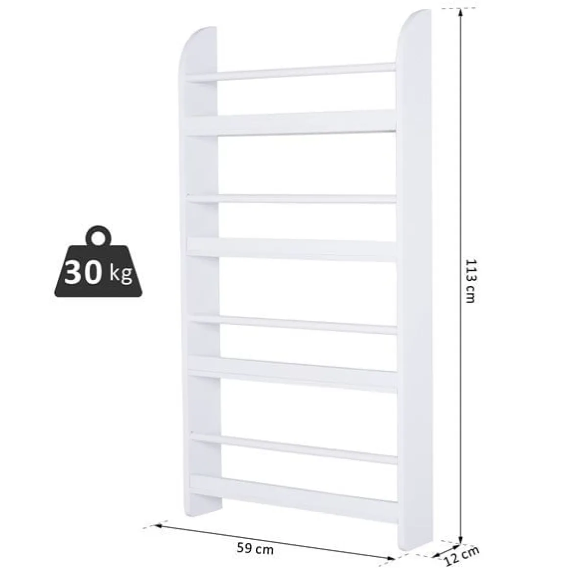 Estantería de pared Homcom 4 estantes blanco 113x59x12 cm