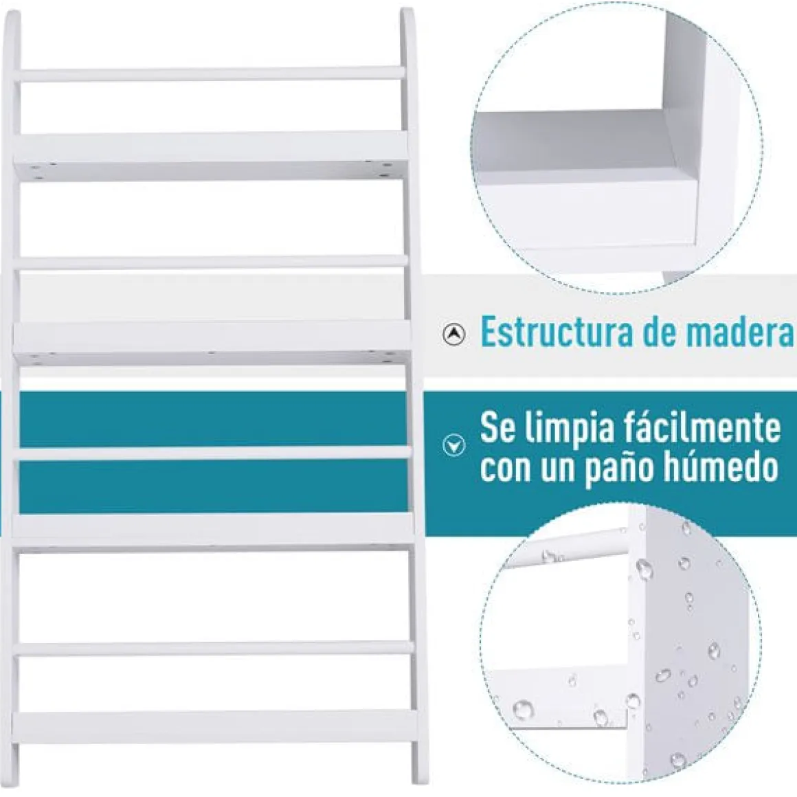 Estantería de pared Homcom 4 estantes blanco 113x59x12 cm