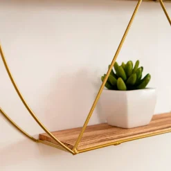 Estantería de pared MOA Vinthera forma circular natural/dorado 40x50x12 cm