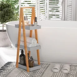 Estantería Dubai Kleankin 3 niveles gris/natural 81x30x18 cm