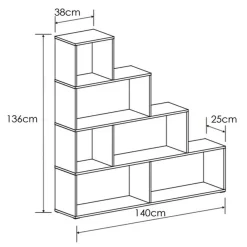 Estantería escalera Aura 6 compartimentos blanco 136x140x25 cm