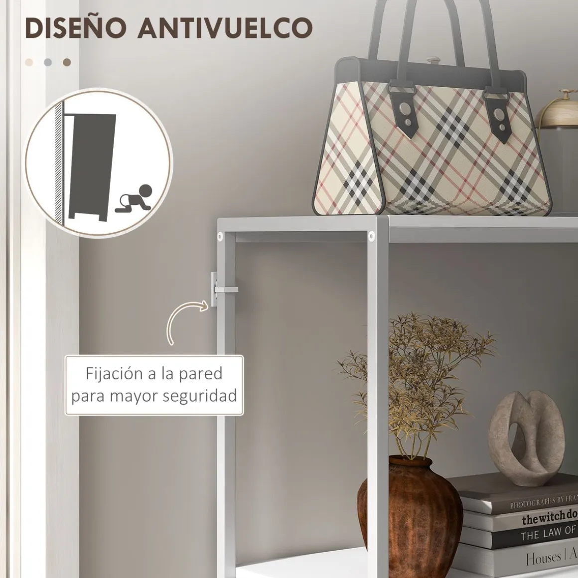 Estantería Escorpio Homcom 2 estante blanco 87x100x30 cm
