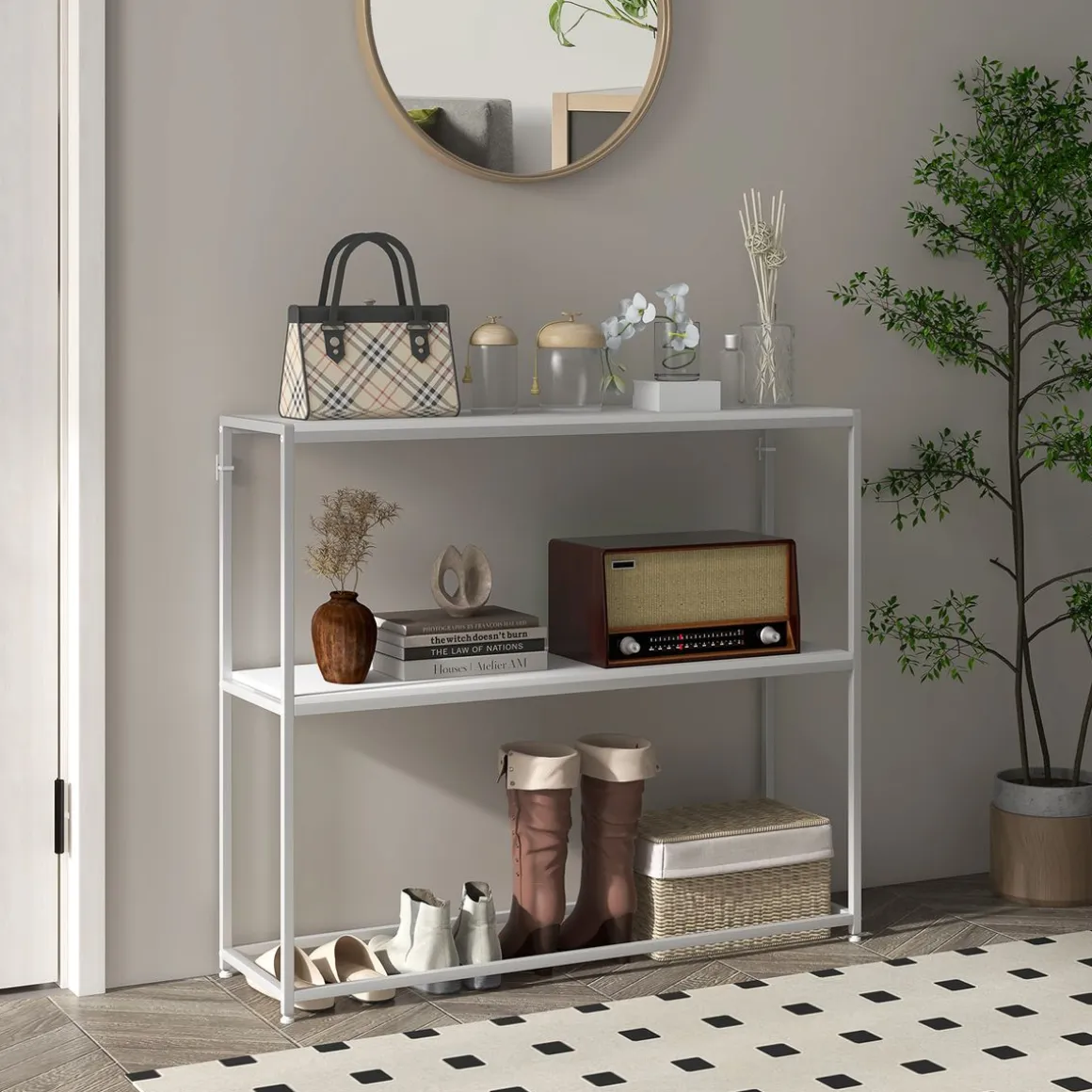 Estantería Escorpio Homcom 2 estante blanco 87x100x30 cm