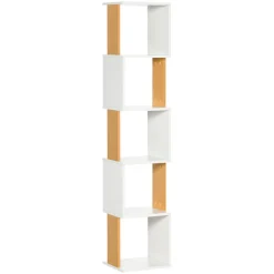 Estantería Fiona Homcom 5 niveles forma S blanco/natural 161x33x28 cm