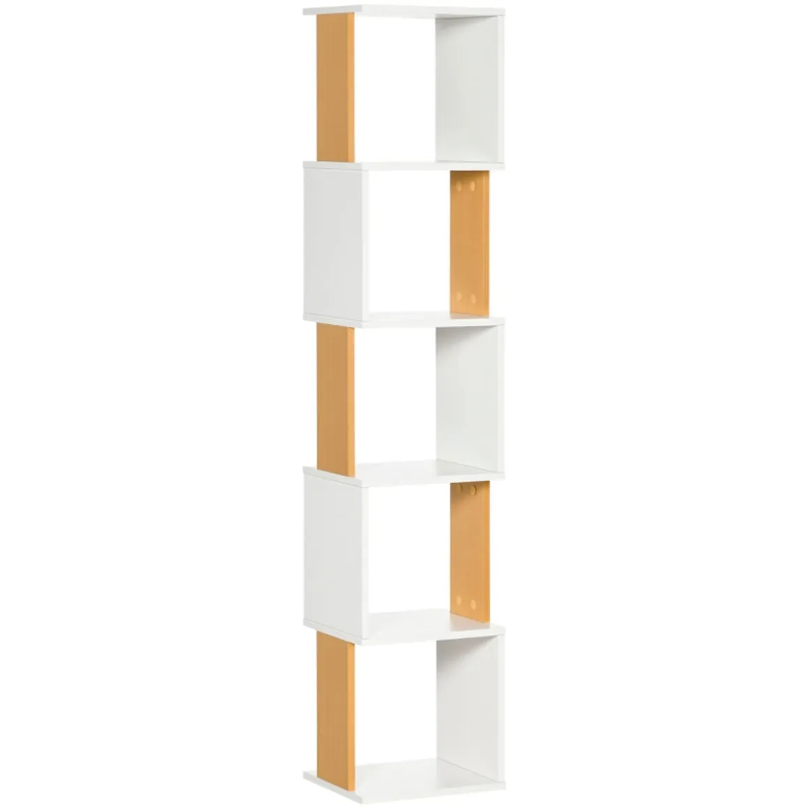 Estantería Fiona Homcom 5 niveles forma S blanco/natural 161x33x28 cm