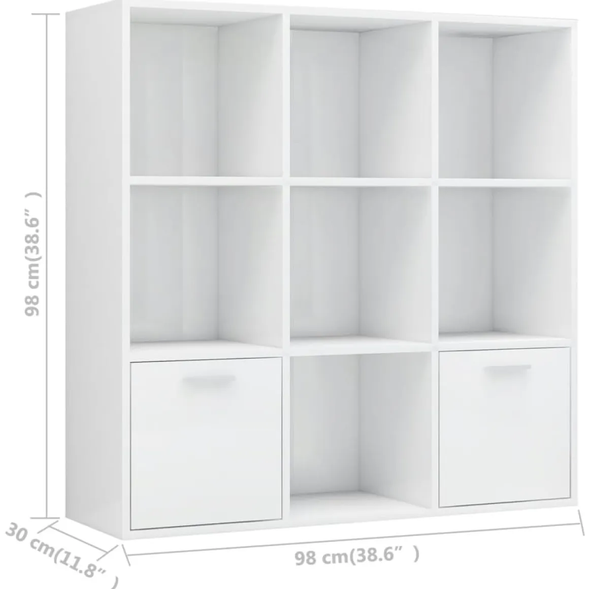 Estantería Fitz 7 compartimentos + 2 armarios 98x98x30 cm