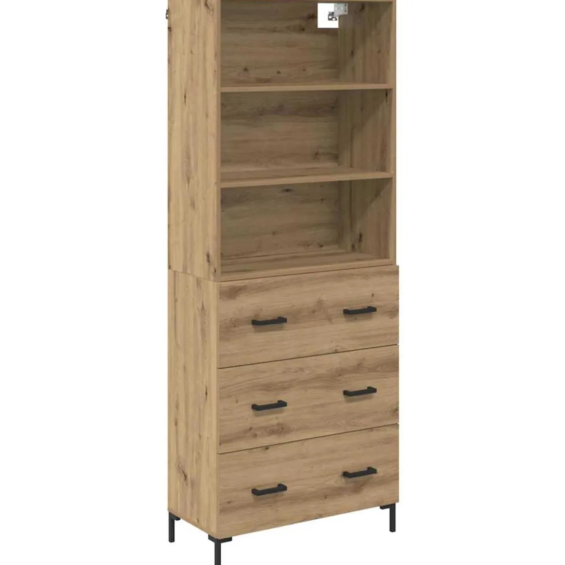Estantería Frida 3 estantes + 3 cajones roble 180x69,5x69,5 cm