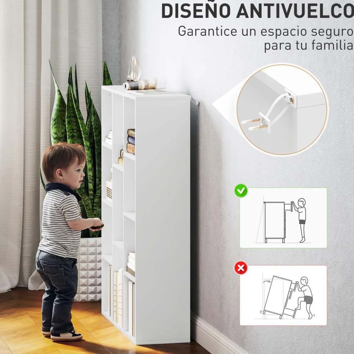 Estantería Godwin Homcom 11 compartimentos blanco 106x74,3x24 cm