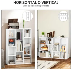 Estantería Godwin Homcom 11 compartimentos blanco 106x74,3x24 cm