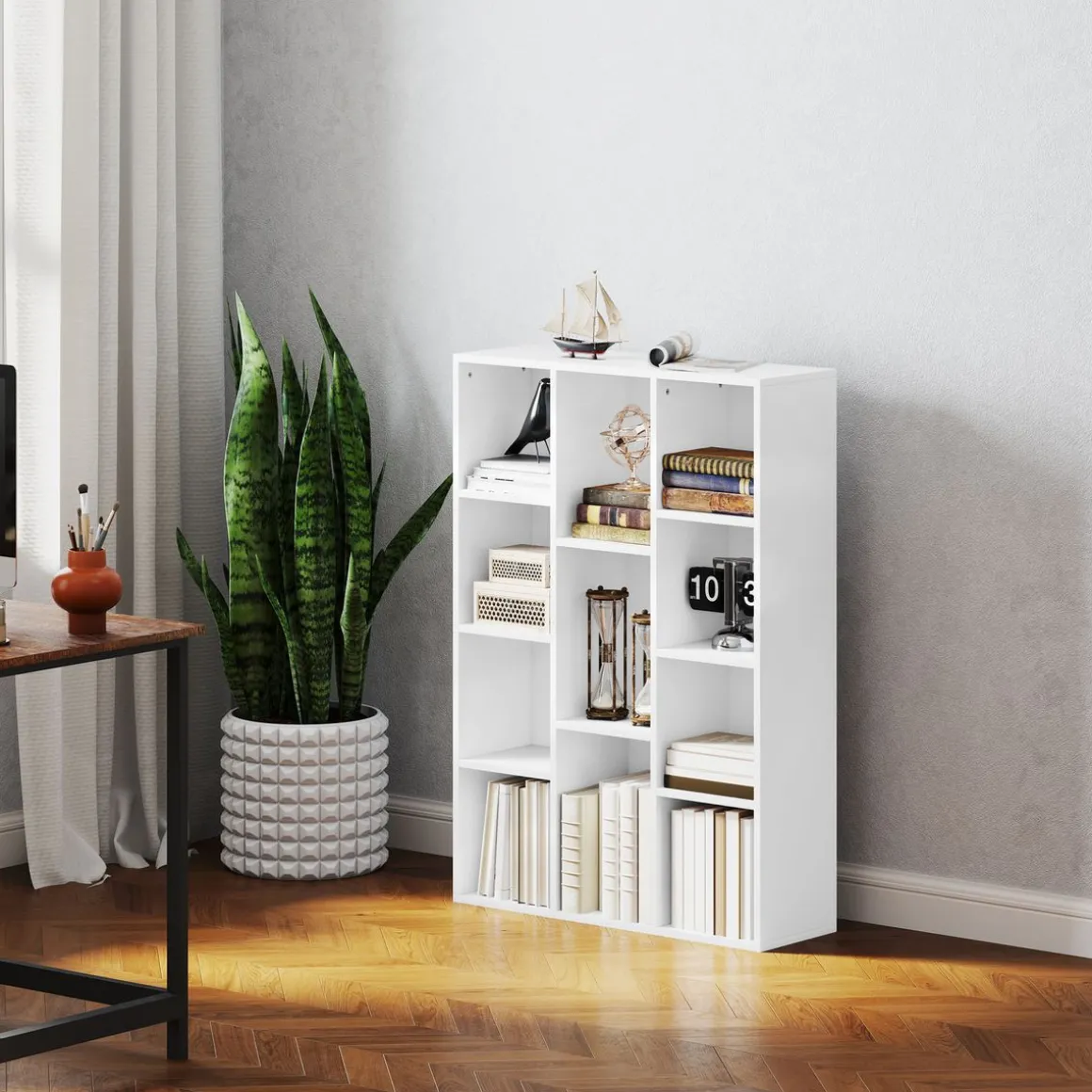 Estantería Godwin Homcom 11 compartimentos blanco 106x74,3x24 cm