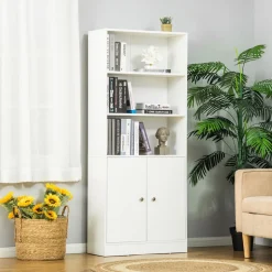 Estantería Grove Homcom 3 compartimentos + armario blanco 167x70x29,5 cm
