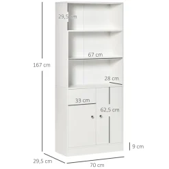 Estantería Grove Homcom 3 compartimentos + armario blanco 167x70x29,5 cm