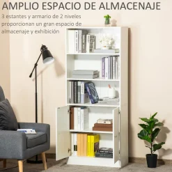 Estantería Grove Homcom 3 compartimentos + armario blanco 167x70x29,5 cm