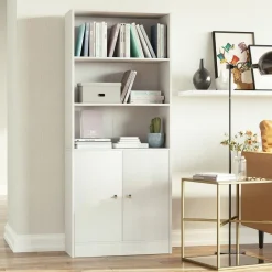 Estantería Grove Homcom 3 compartimentos + armario blanco 167x70x29,5 cm