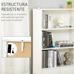 Estantería Grove Homcom 3 compartimentos + armario blanco 167x70x29,5 cm