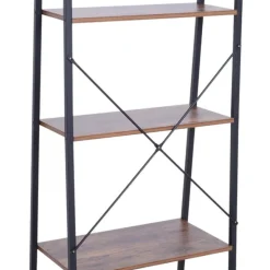 Estantería Homcom 4 estantes escalonada negro/madera 145x60x35 cm