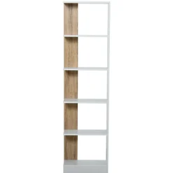 Estantería Homcom 5 niveles Homcom con base elevada roble/blanco 170x45x21 cm