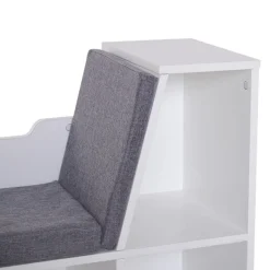 Estantería Homcom con asiento+cojín 6 cubículos blanco/gris 61x102x30 cm