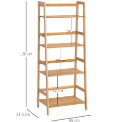 Estantería Homcom diseño escalera 4 niveles bambú 120x48x31,5 cm