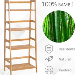Estantería Homcom diseño escalera 4 niveles bambú 120x48x31,5 cm