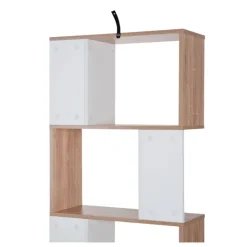 Estantería Homcom en forma de S natural/blanco 184,5x60x24 cm