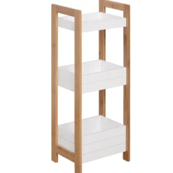 Estantería Huby Homcom 3 estantes blanco/natural 74x27,5x20,8 cm