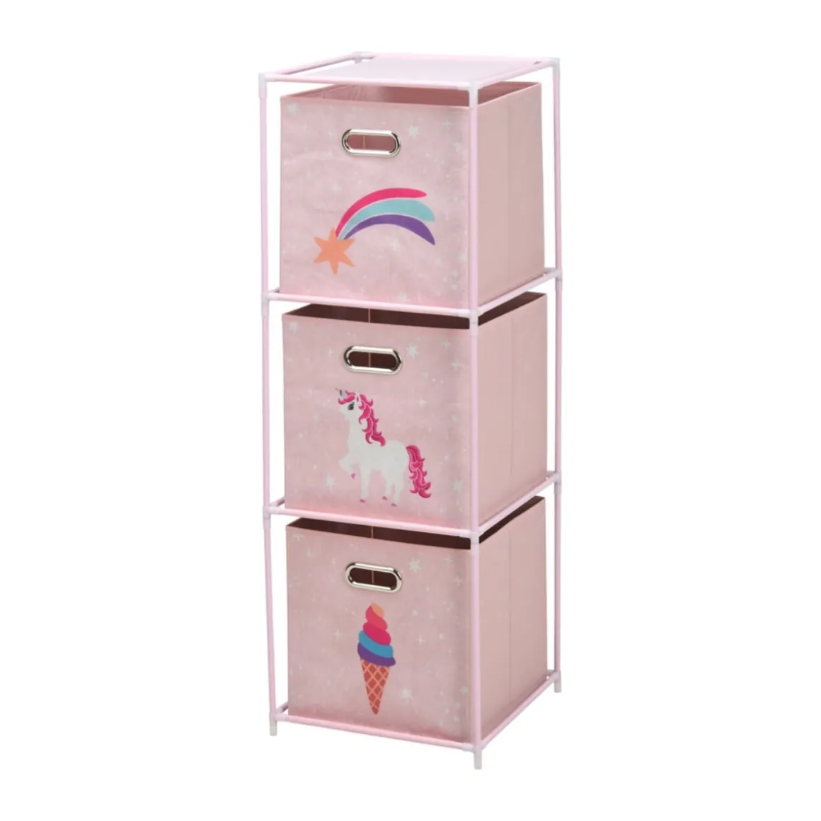 Estantería infantil 3 cajas de tela 102x35x35 cm