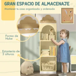 Estantería infantil Camelia Aiyaplay 3 estantes +3A blanco/natural 139,5x40x30 cm