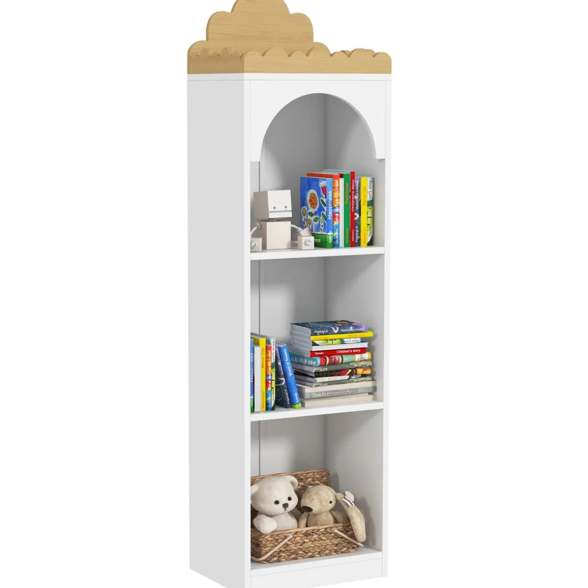 Estantería infantil Camelia Aiyaplay 3 estantes +3A blanco/natural 139,5x40x30 cm