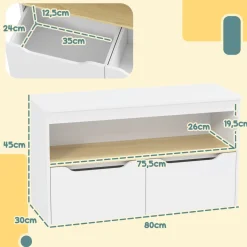 Estantería infantil Cilantro Aiyaplay compartimento + 2 cajones +3A blanco 45x80x30 cm