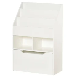 Estantería infantil Homcom 3 estantes de libros+2 huecos+1 cajón blanco 90x60x29,9 cm