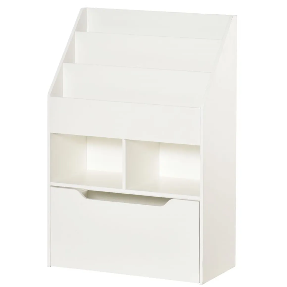 Estantería infantil Homcom 3 estantes de libros+2 huecos+1 cajón blanco 90x60x29,9 cm