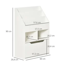 Estantería infantil Homcom 3 estantes de libros+2 huecos+1 cajón blanco 90x60x29,9 cm