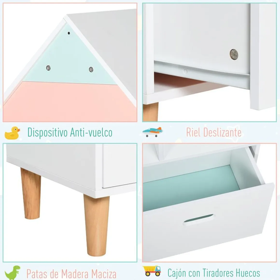 Estantería infantil Homcom diseño casita blanco/azul/rosa 126x82x30 cm