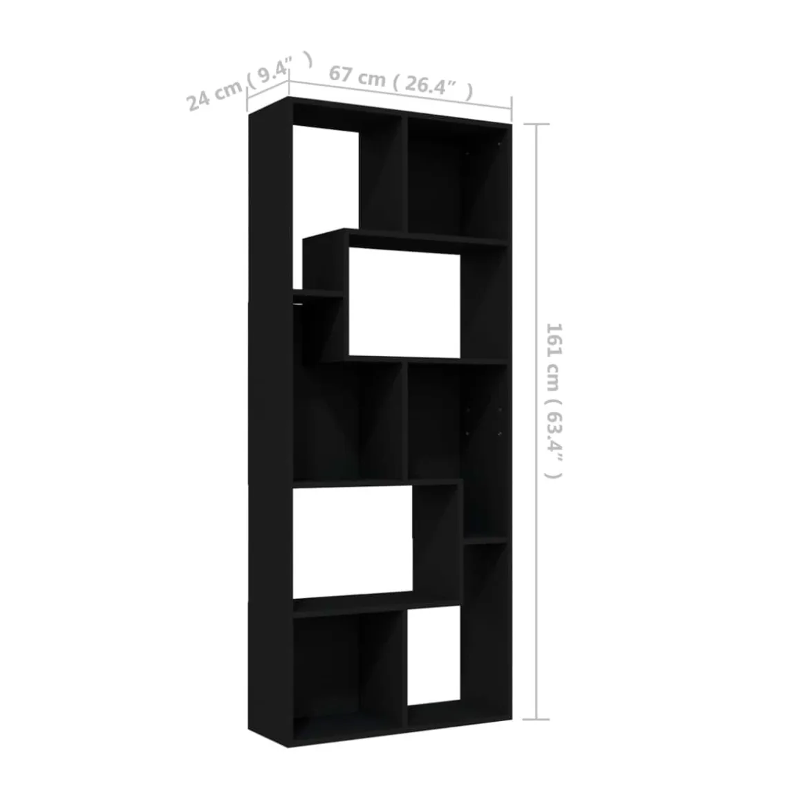 Estantería Kenta forma irregular uso vertical u horizontal 161x67x24 cm