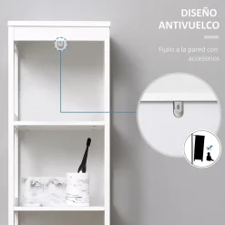 Estantería Kenton Kleankin 5 niveles blanco 140x30x30 cm