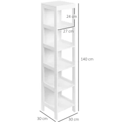 Estantería Kenton Kleankin 5 niveles blanco 140x30x30 cm
