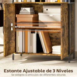 Estantería Kivo Homcom 6 compartimentos con armario marrón 172x75x34 cm