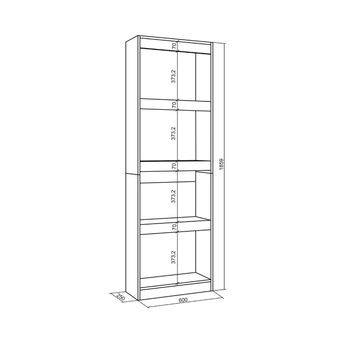 Estantería Kroma 4 niveles negro/madera 185,9x60x25 cm