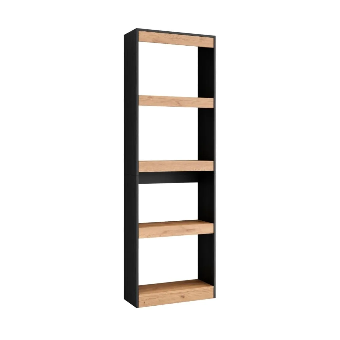 Estantería Kroma 4 niveles negro/madera 185,9x60x25 cm