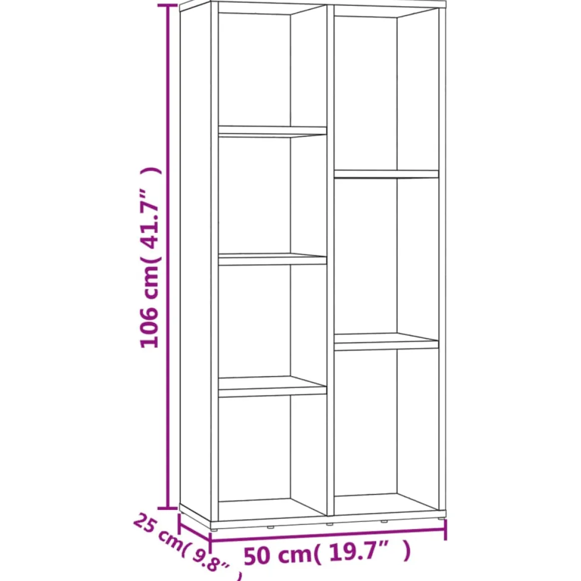 Estantería Lawer 7 compartimentos 106x50x25 cm