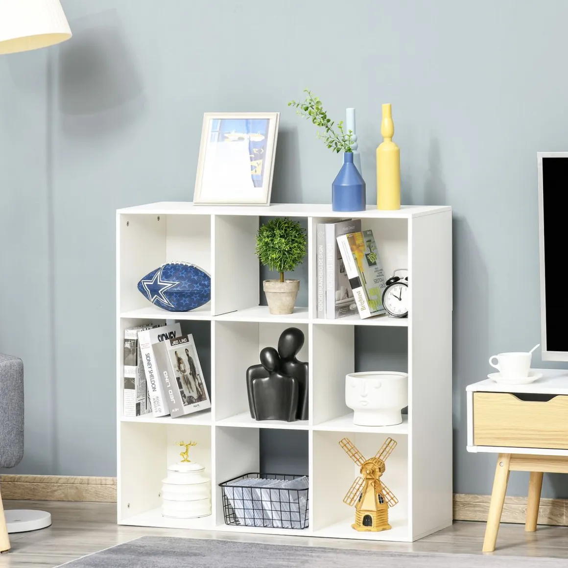 Estantería Libbe Homcom 9 compartimentos blanco 91,5x91,5x29,5 cm