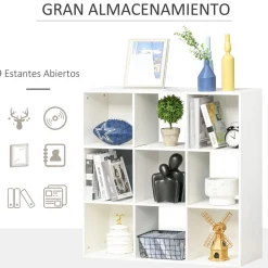 Estantería Libbe Homcom 9 compartimentos blanco 91,5x91,5x29,5 cm