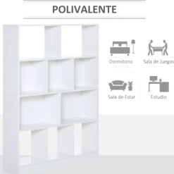 Estantería librería Homcom 4 niveles 10 compartimentos blanco 140x100x23,8 cm