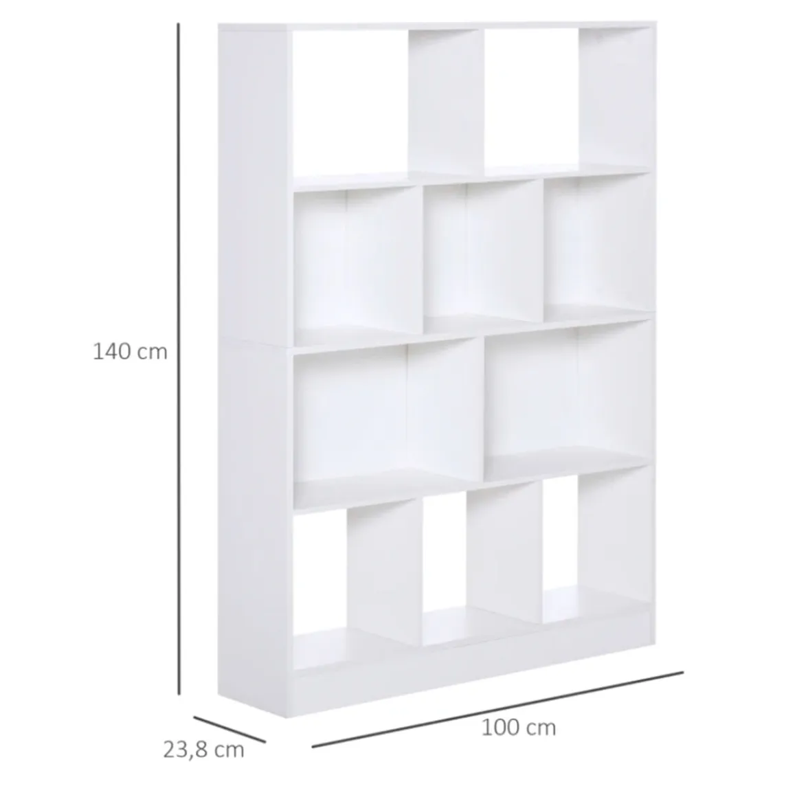 Estantería librería Homcom 4 niveles 10 compartimentos blanco 140x100x23,8 cm
