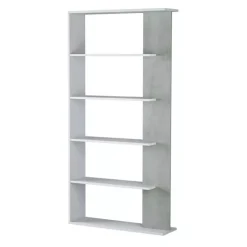 Estantería Loras 5 niveles blanco/cemento 180x90x25 cm - Separador de ambientes